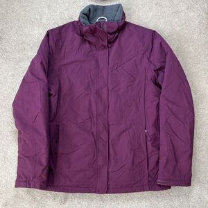 Lands End Squall Jacket Womens Medium Tall Purple Fleece Lined Warm Insulated